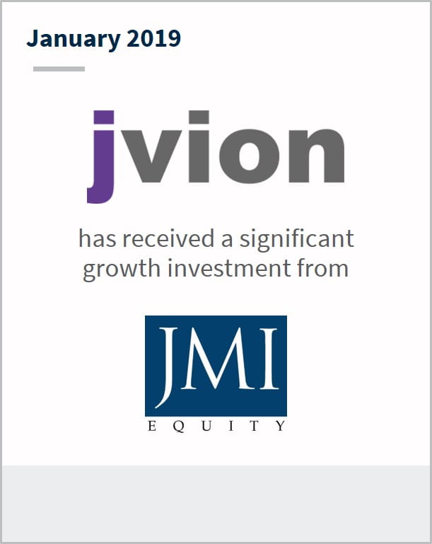 January 2019 Jvion has received a significant growth investment from JMI Equity