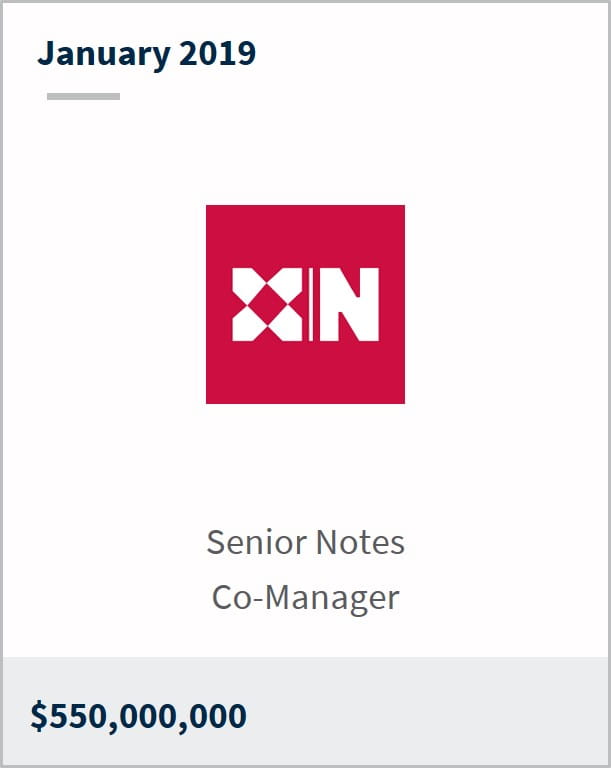 January 2019 Newmark Knight Frank $550M senior notes co-manager 