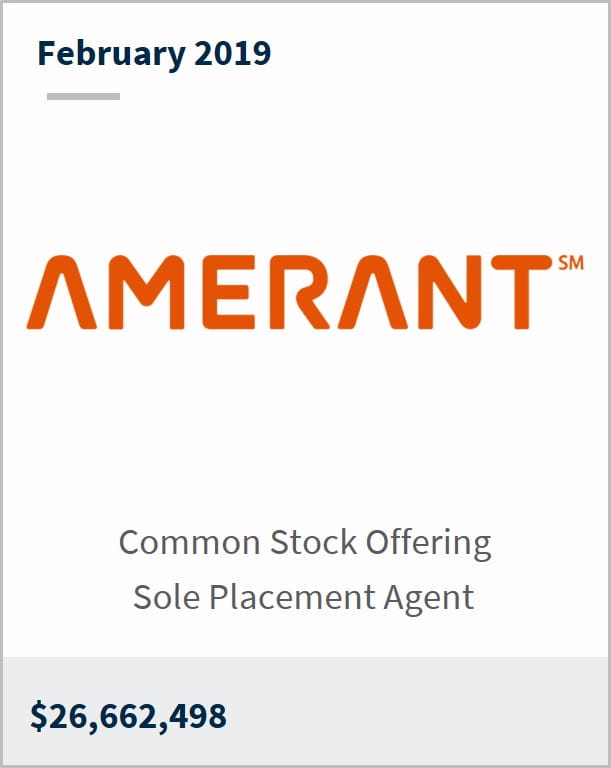 February 2019 Amerant $26,662,498 common stock offering sole placement agent