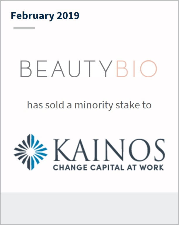 February 2019 Beauty Bio has sold a minority stake to Kainos