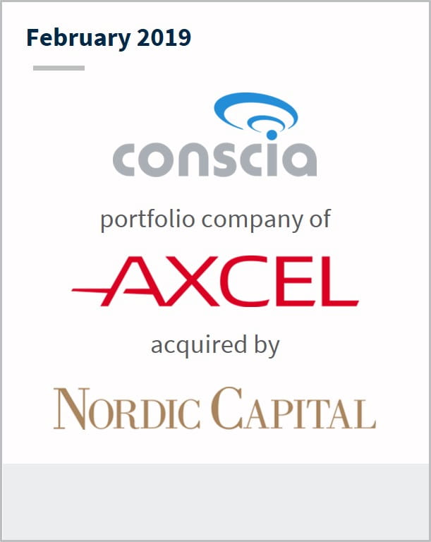 February 2019 Conscia a portfolio company of Axcel has been acquired by Nordic Captal