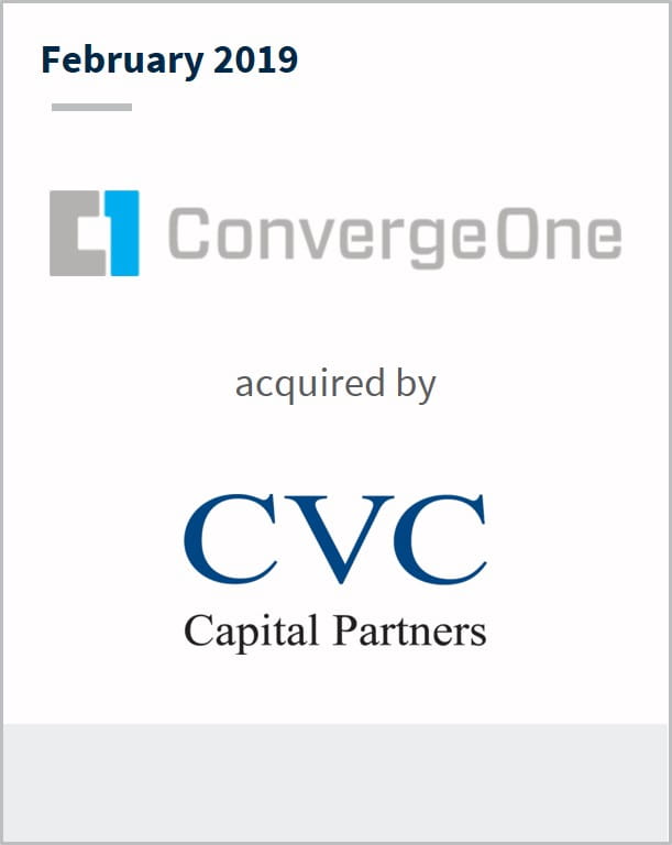 February 2019 ConvergeOne has been acquired by CVC Capital Partners