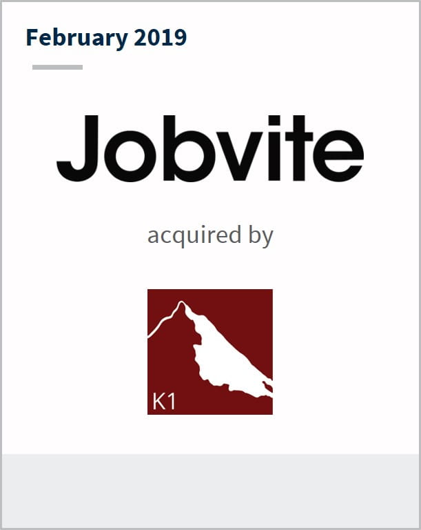 February 2019 Jobvite has been acquired by K1