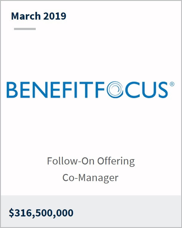 March 2019 Benefitfocus $316,500,000 follow-on offering co-manager