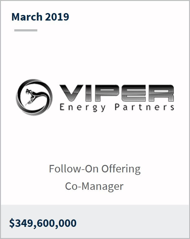 March 2019 Viper Energy Partners $349,600,000 follow-on offering co-manager