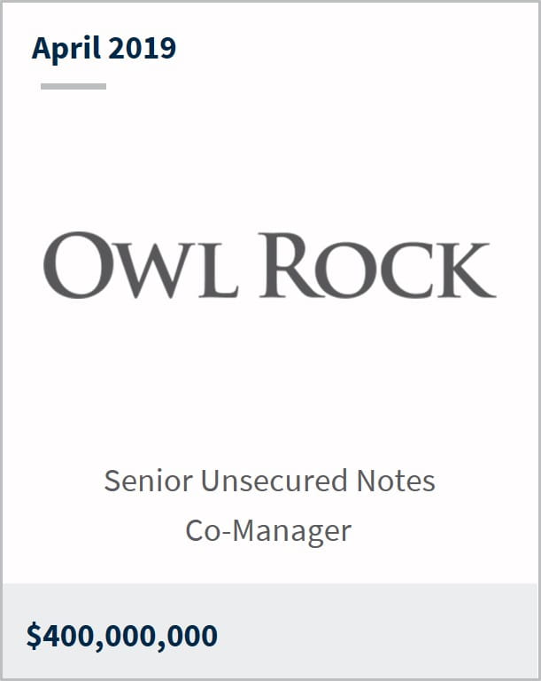 April 2019 Owl Rock Capital $400,000,000 senior unsecured notes co-manager 