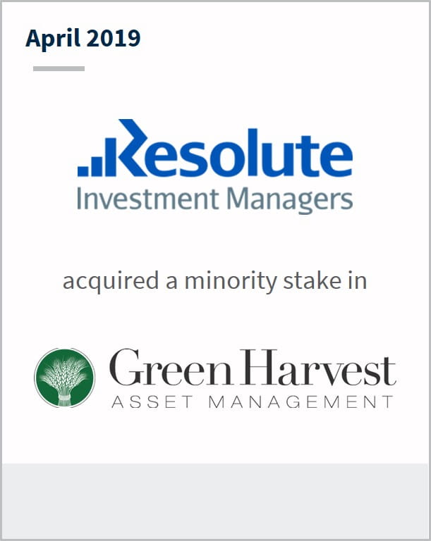 April 2019 esolute Investment Managers has acquired a minority stake in Green Harvest
