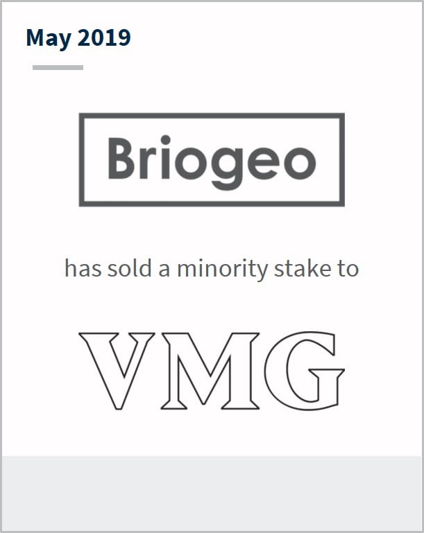 May 2019 Briogeo has sold a minority stake to VMG