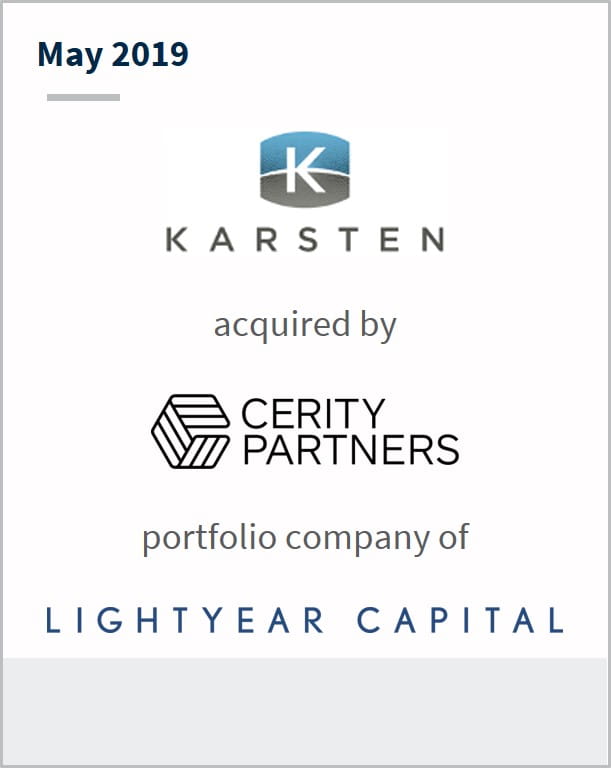 May 2019 Karsten Advisors has been acquired by Cerity Partners a portfolio company of Light Year Capital