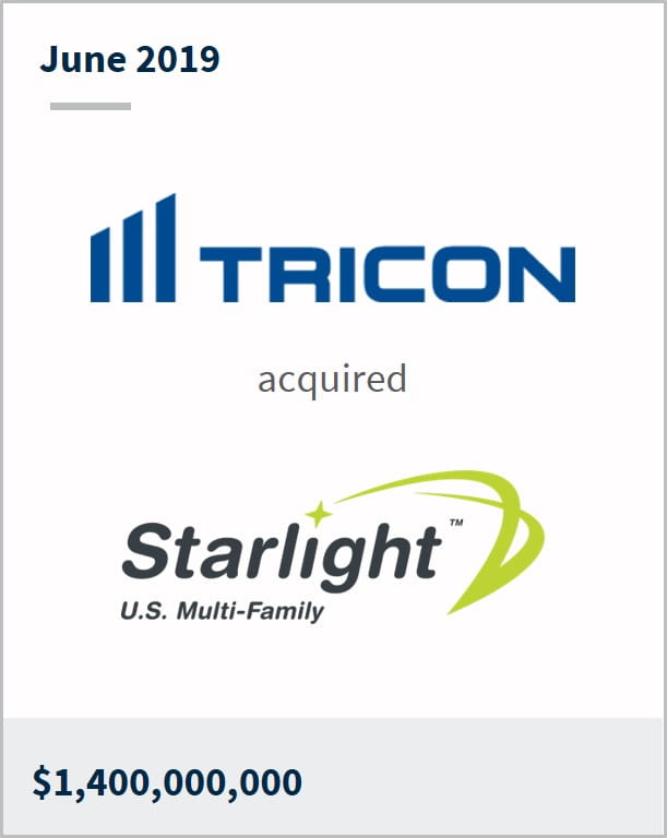 June 2019 Tricon has acquired Starlight $1,400,000,000