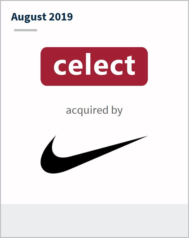 August 2019 Celect has been acquired by Nike