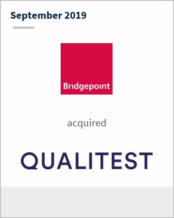 September 2019 Bridgepoint has acquired Qualitest