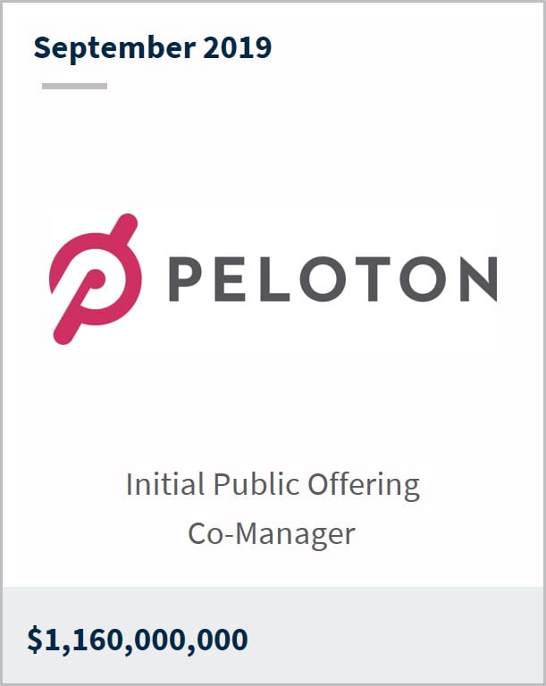 September 2019 Peloton $1,160,000,000 initial public offering co-manager