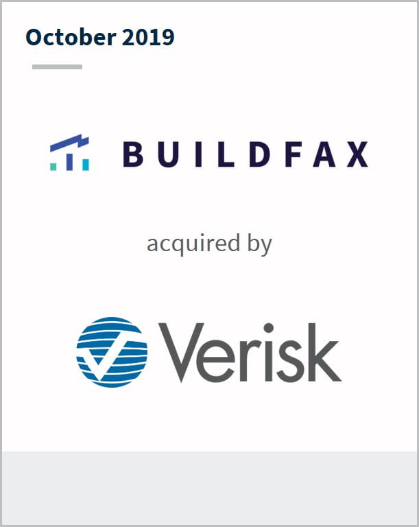 October 2019 BuildFax has been acquired by Verisk