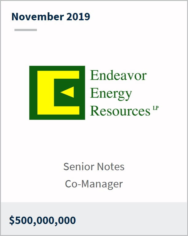 November 2019 Endeavor Energy Resources $500M senior notes co-manager 