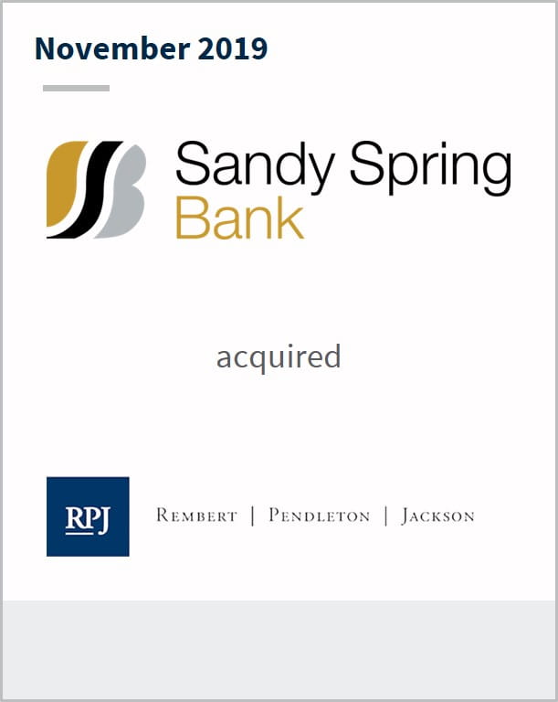 November 2019 Sandy Spring Bank has acquired RPJ