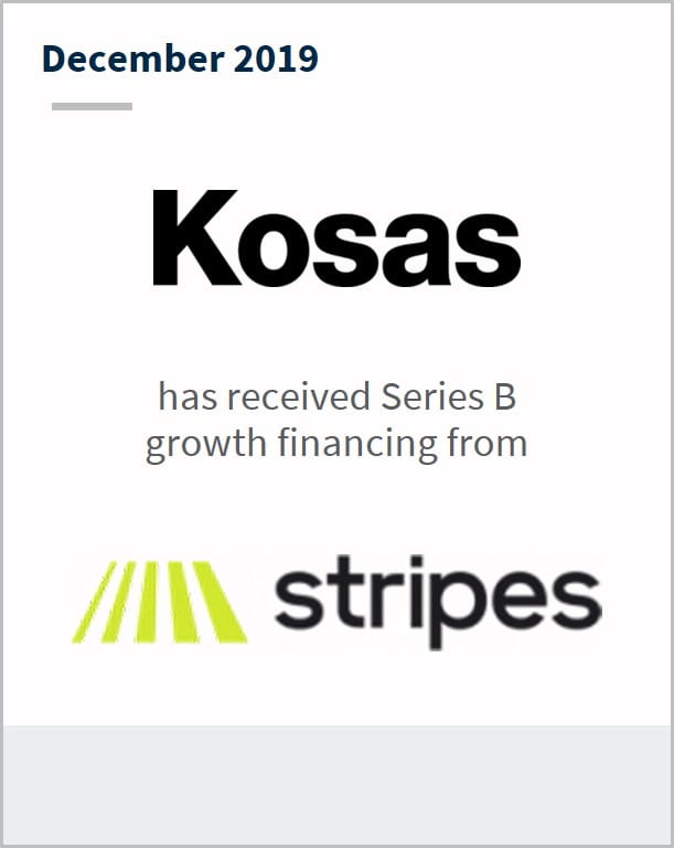 December 2019 Kosas Cosmetics has received series B growth financing from Stripes