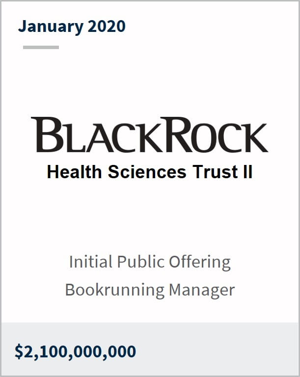 January 2020 BlackRock $2,100,000,000 initial public offering bookrunning manager