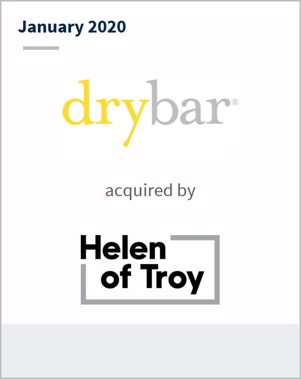 January 2020 Drybar has been acquired by Helen of Troy