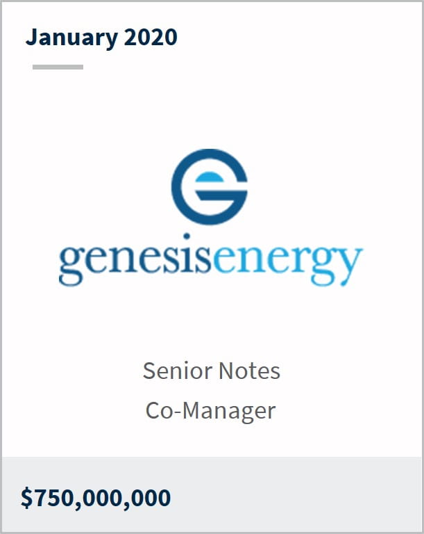 January 2020 Genesis Energy $750,000,000 senior notes co-manager 