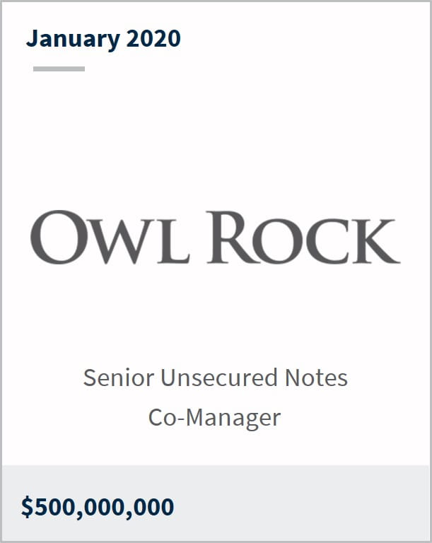 January 2020 Owl Rock Capital $500,000,000 senior unsecured notes co-manager