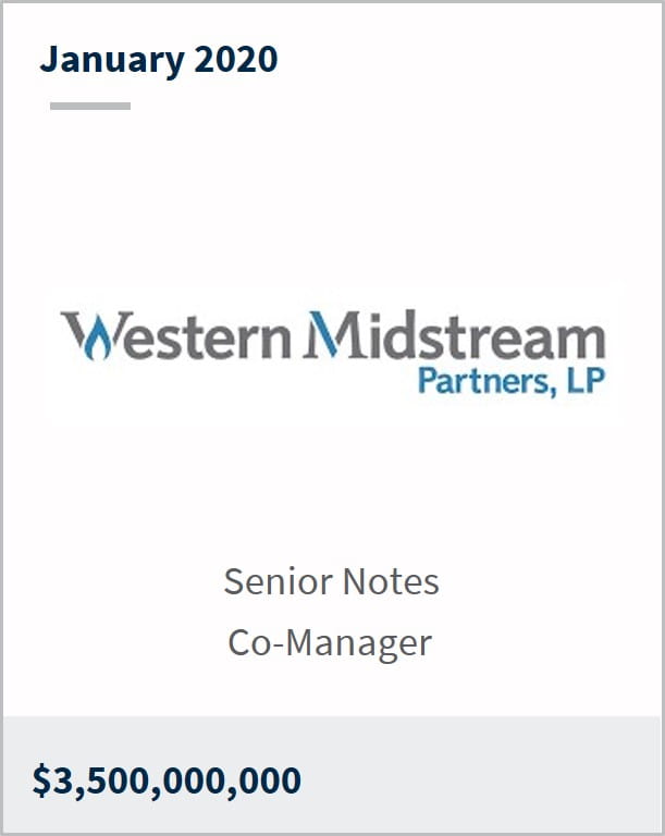 January 2020 Western Midstream Partners LP $3,500,000,000 senior notes co-manager