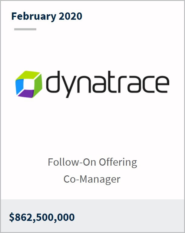 February 2020 Dynatrace $862,500,000 follow-on offering co-manager