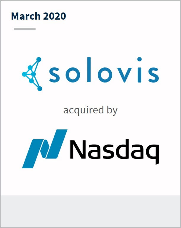 March 2020 Solovis has been acquired by Nasdaq