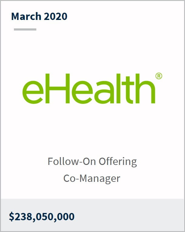 March 2020 eHealth $238,050,000 follow-on offering co-manager