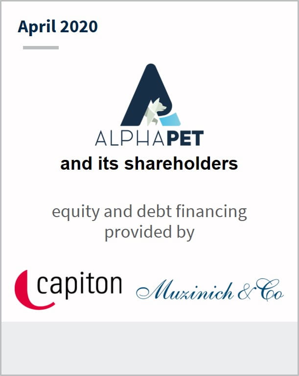 April 2020 Alphapet and its shareholders equity & debt financing provided by Caption