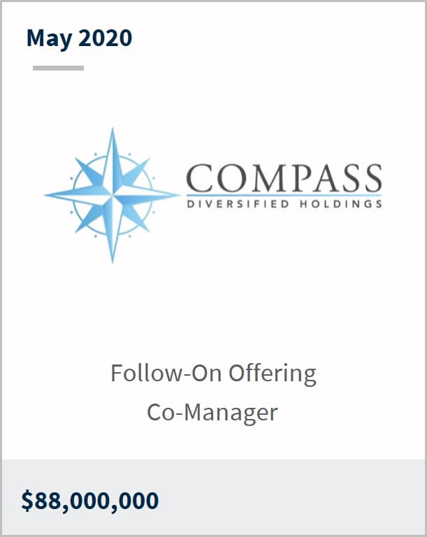 May 2020 Compass Diversified Holdings $88,000,000 follow-on offering co-manager