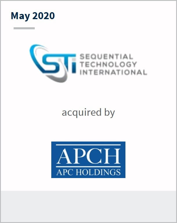 May 2020 Sequential Technology International has been acquired by APCH