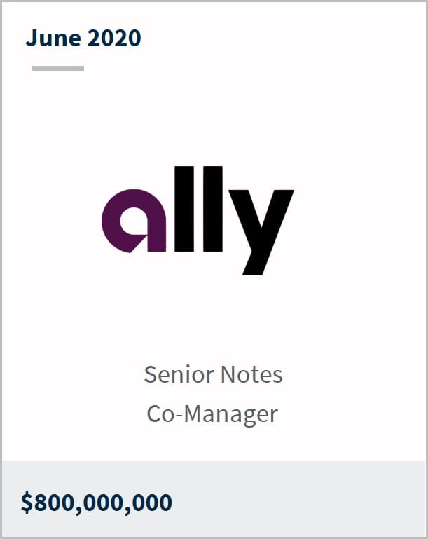 June 2020 Ally Financial $800M senior notes co-manager