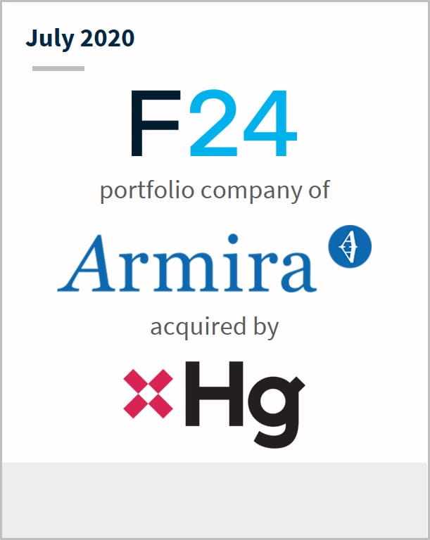 July 2020 F24 a portfolio company of Armira has been acquired by Hg