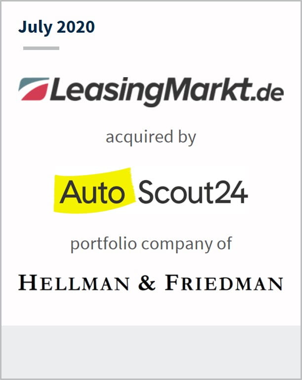 July 2020 LeasingMarktde has been acquired by Auto Scout24 a portfolio company of Hellman & Friedman