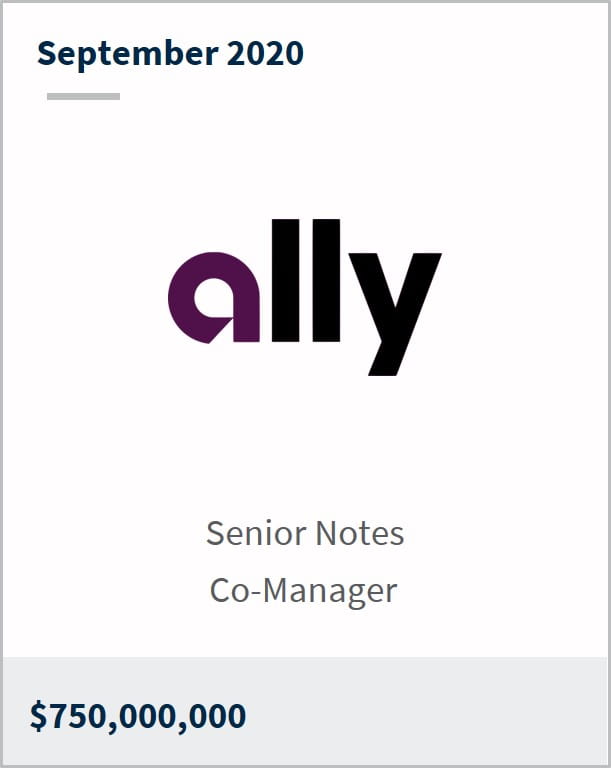 September 2020 Ally Financial $750,000,000 senior notes co-manager