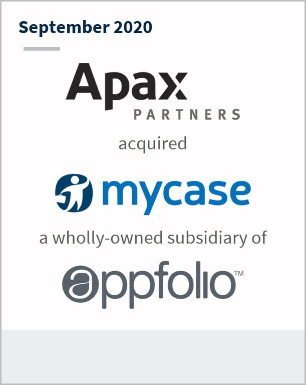September 2020 Apax Partners has acquired mycase a wholly-owned subsidiary of appfolio
