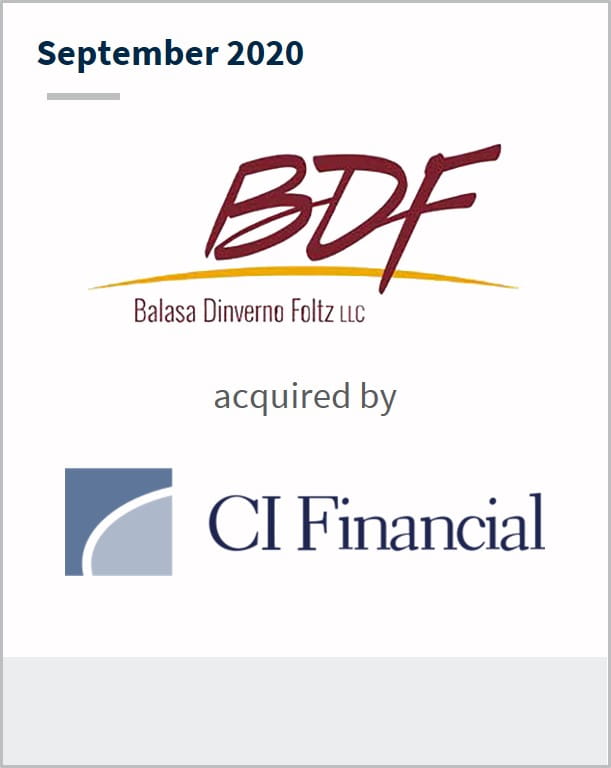September 2020 BDF has been acquired by CI Financial