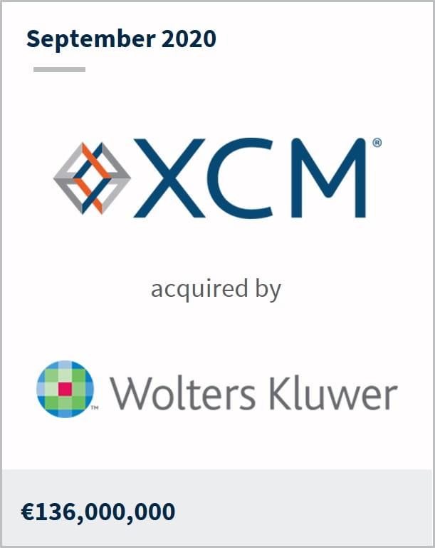 September 2020 XCM Solutions has been acquired by Wolters Kluwer €136,000,000