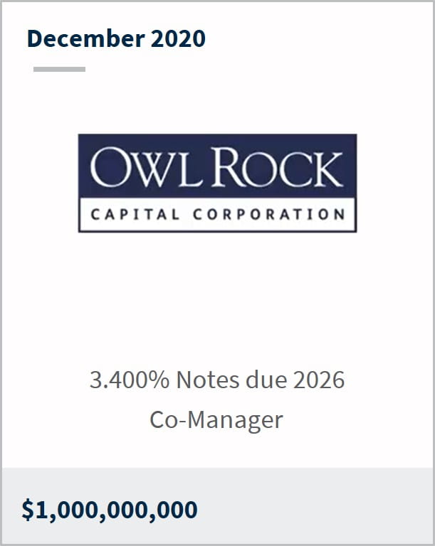 December 2020 Owl Rock Capital $1,000,000,000 3.40% notes due 2026 co-manager