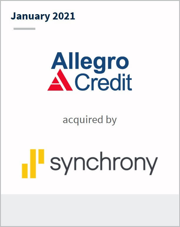 January 2021 Allegro Credit has been acquired by Synchrony