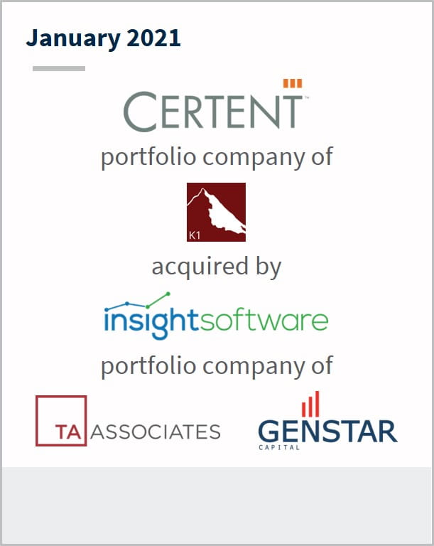January 2021 Certent has been acquired by Insightsoftware