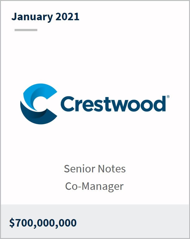 January 2021 Crestwood $700,000,000 senior notes co-manager