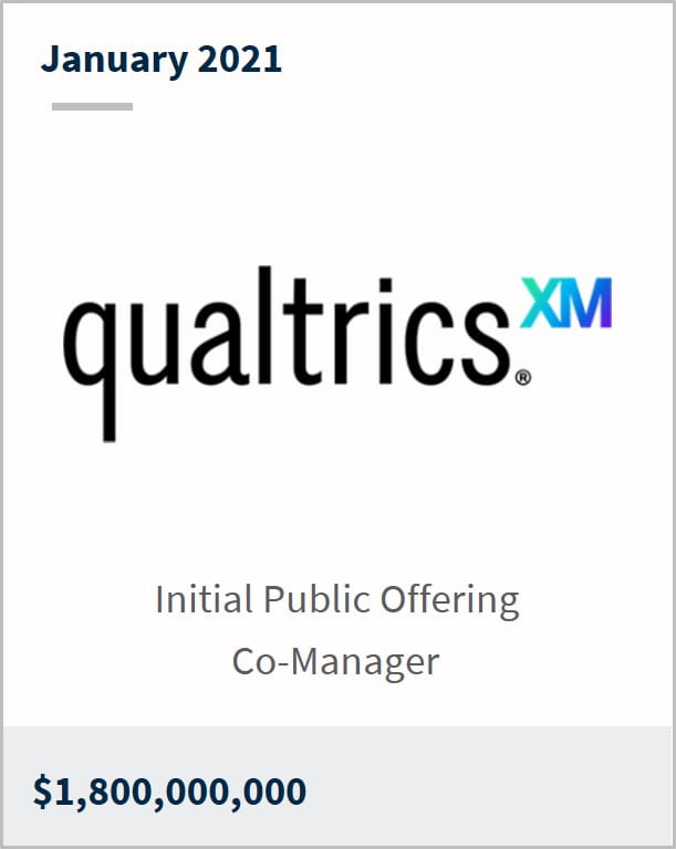 January 2021 Qualtrics $1,800,000,000 initial public offering co-manager