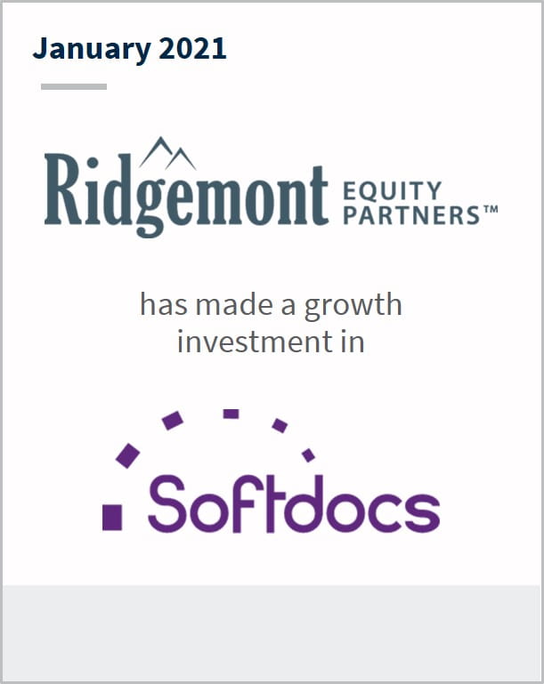 January 2021 Ridgemont Equity has made a growth investment in Softdocs