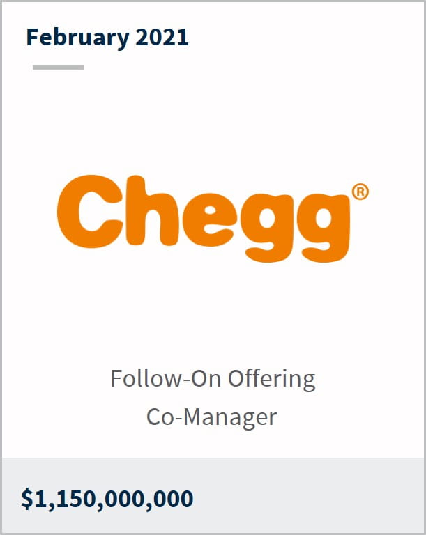 February 2021 Chegg $1,150,000,000 follow-on offering co-manager