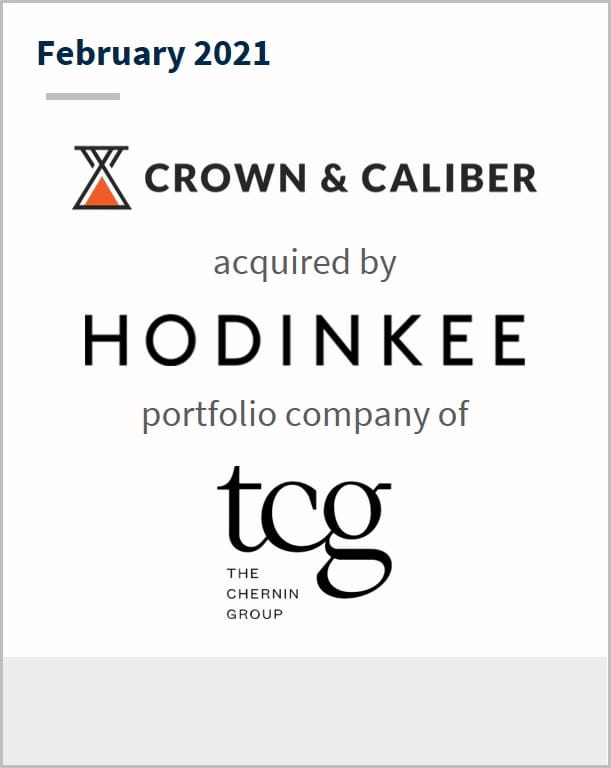 February 2021 Crown and Caliber has been acquired by Hodinkee a portfolio company of TCG