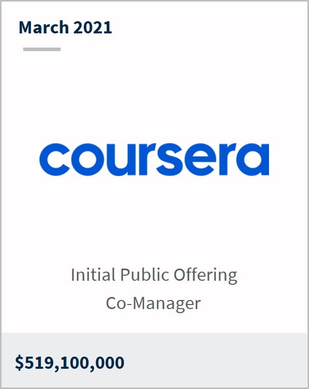 March 2021 Coursera $519,100,000 initial public offering co-manager