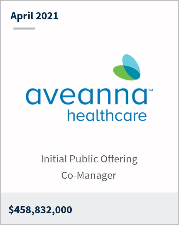 April 2021 Aveanna Healthcare $458,832,000 initial public offering co-manager
