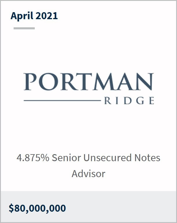 April 2021 Portman Ridge Finance Corporation $80,000,000 4.875% senior unsecured notes advisor
